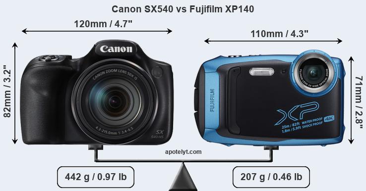 Size Canon SX540 vs Fujifilm XP140