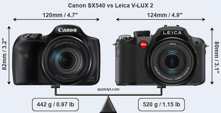 Size Canon SX540 vs Leica V-LUX 2