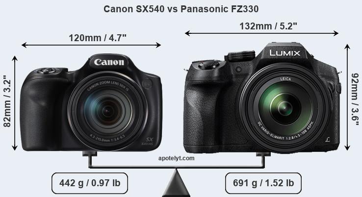 Size Canon SX540 vs Panasonic FZ330