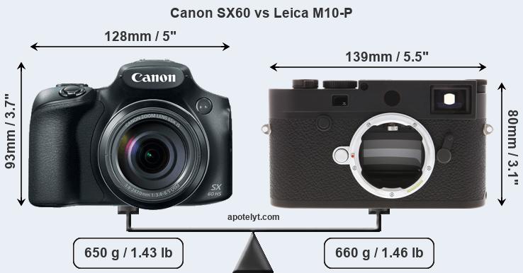 Size Canon SX60 vs Leica M10-P
