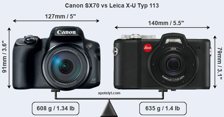 Size Canon SX70 vs Leica X-U Typ 113