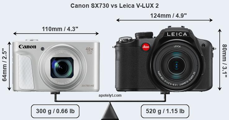 Size Canon SX730 vs Leica V-LUX 2