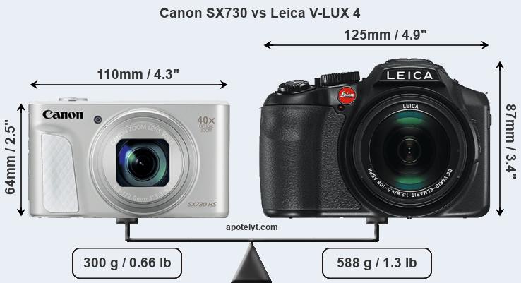 Size Canon SX730 vs Leica V-LUX 4