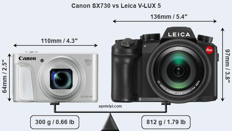 Size Canon SX730 vs Leica V-LUX 5