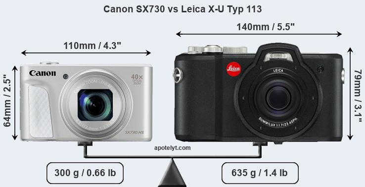 Size Canon SX730 vs Leica X-U Typ 113