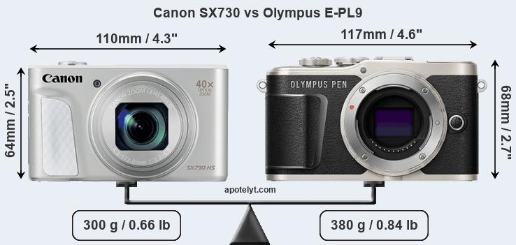 Size Canon SX730 vs Olympus E-PL9