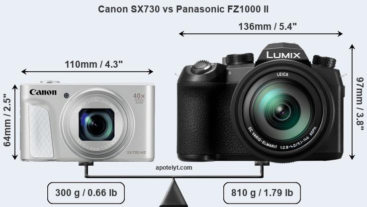 Size Canon SX730 vs Panasonic FZ1000 II