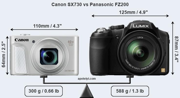 Size Canon SX730 vs Panasonic FZ200