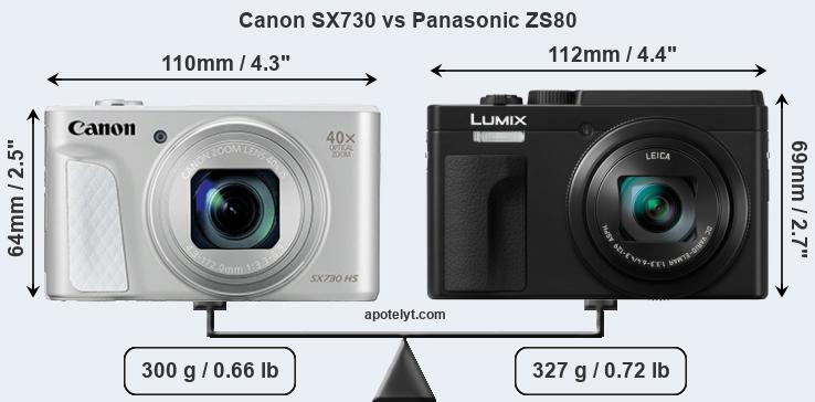 Size Canon SX730 vs Panasonic ZS80