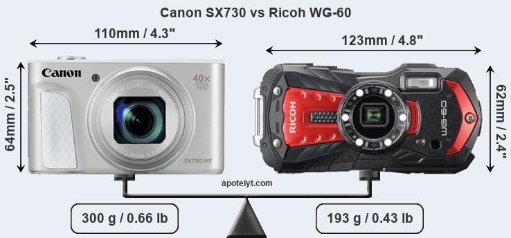 Size Canon SX730 vs Ricoh WG-60