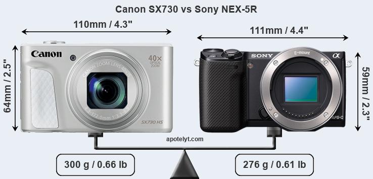 Size Canon SX730 vs Sony NEX-5R