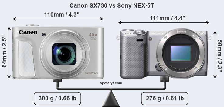 Size Canon SX730 vs Sony NEX-5T