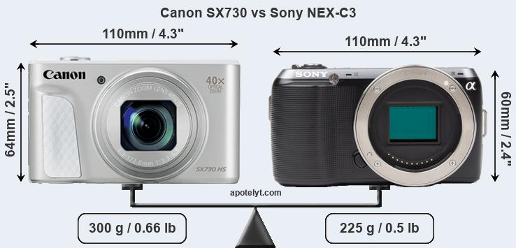 Size Canon SX730 vs Sony NEX-C3