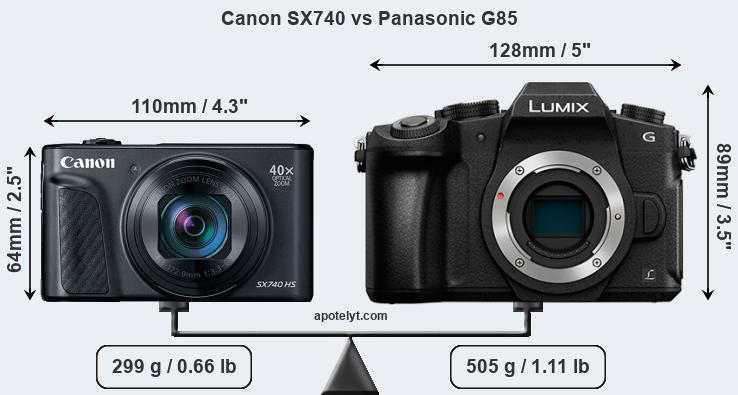 Size Canon SX740 vs Panasonic G85