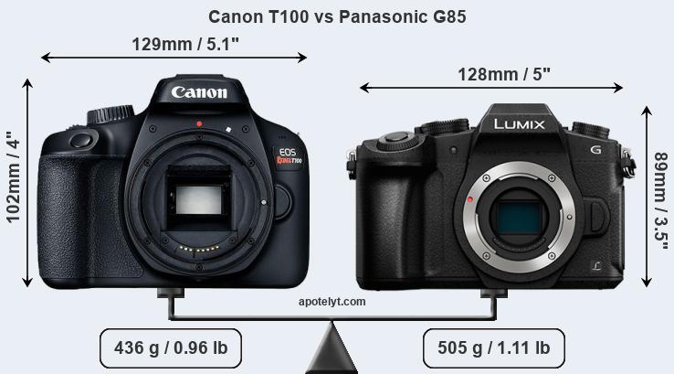 Size Canon T100 vs Panasonic G85