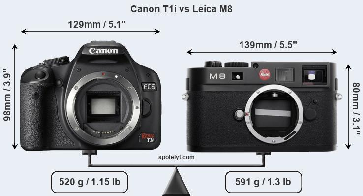 Size Canon T1i vs Leica M8