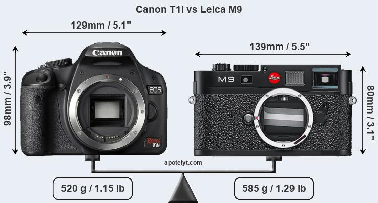 Size Canon T1i vs Leica M9