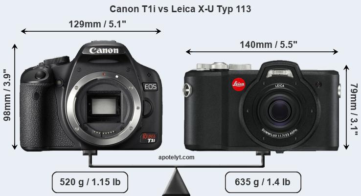 Size Canon T1i vs Leica X-U Typ 113