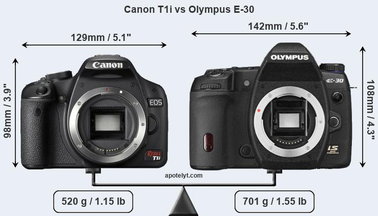 Size Canon T1i vs Olympus E-30