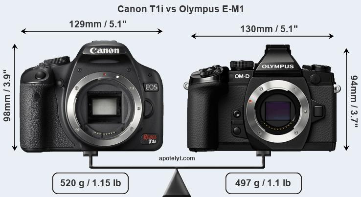Size Canon T1i vs Olympus E-M1