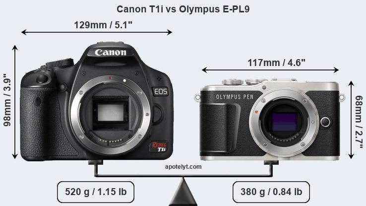 Size Canon T1i vs Olympus E-PL9