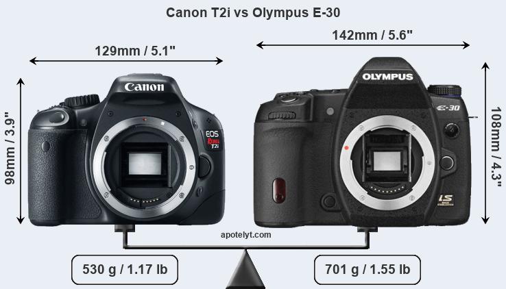 Size Canon T2i vs Olympus E-30