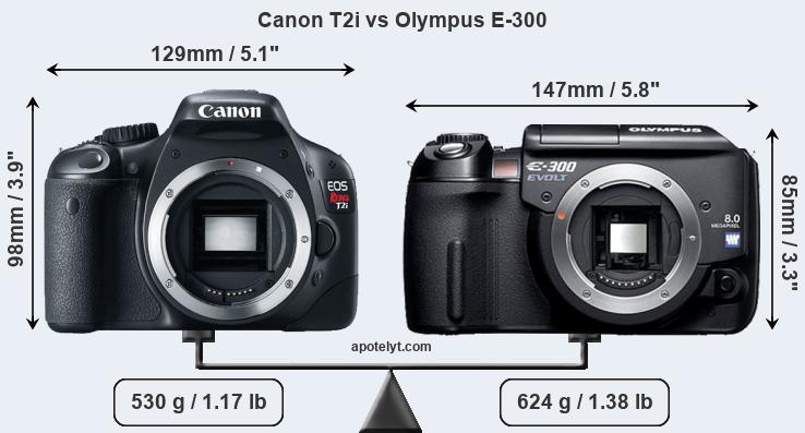 Size Canon T2i vs Olympus E-300