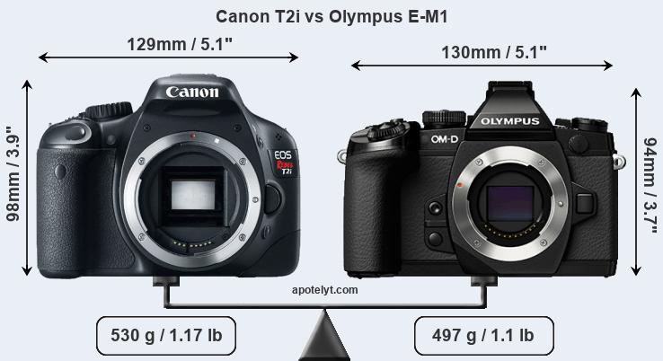 Size Canon T2i vs Olympus E-M1