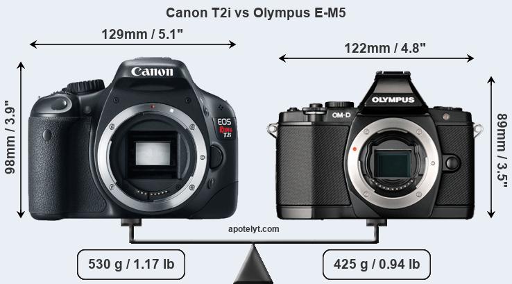 Size Canon T2i vs Olympus E-M5