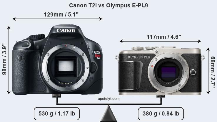 Size Canon T2i vs Olympus E-PL9