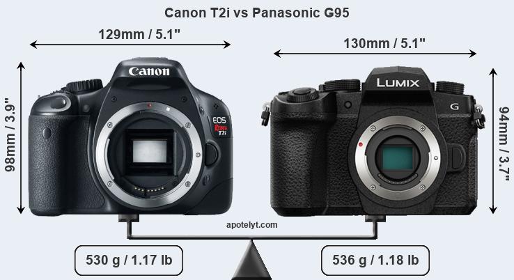 Size Canon T2i vs Panasonic G95