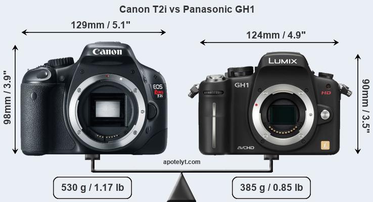 Size Canon T2i vs Panasonic GH1