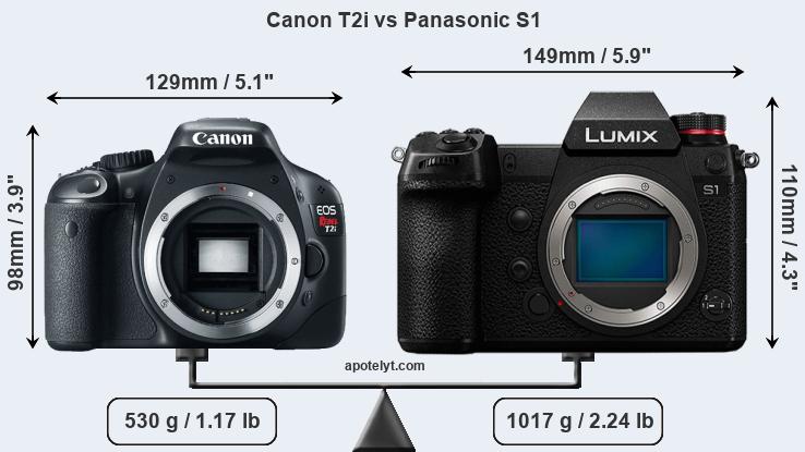Size Canon T2i vs Panasonic S1
