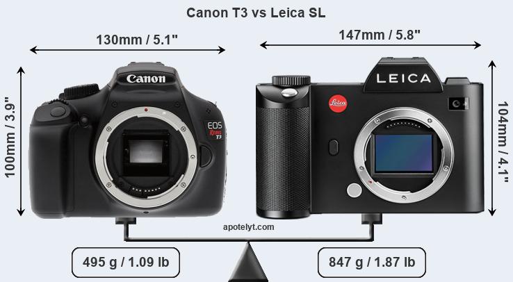 Size Canon T3 vs Leica SL