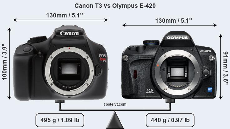 Size Canon T3 vs Olympus E-420