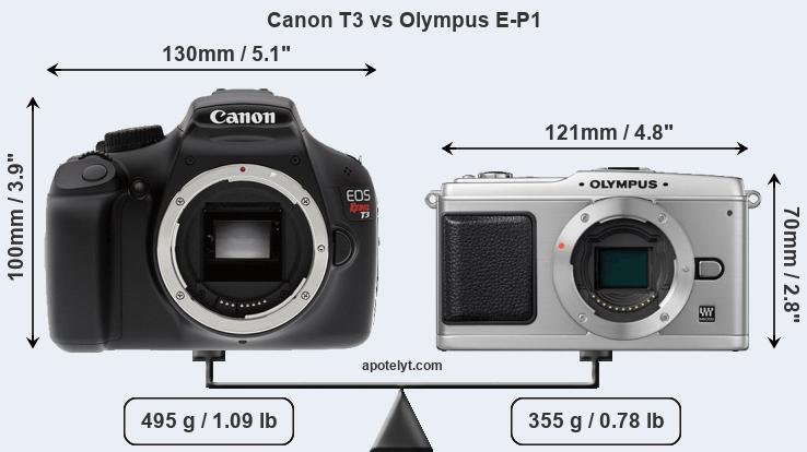 Size Canon T3 vs Olympus E-P1