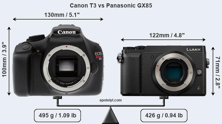 Size Canon T3 vs Panasonic GX85