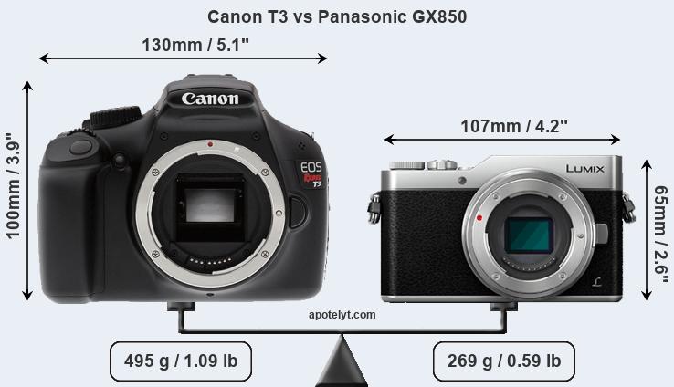 Size Canon T3 vs Panasonic GX850