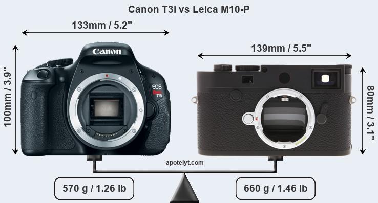 Size Canon T3i vs Leica M10-P