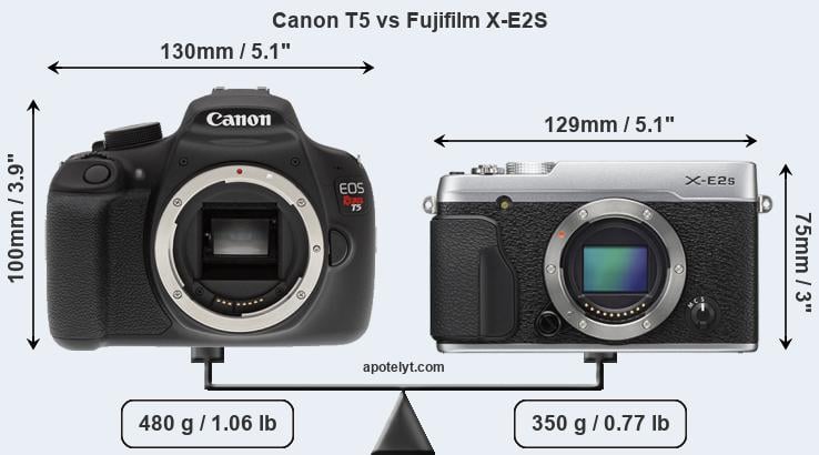 Size Canon T5 vs Fujifilm X-E2S