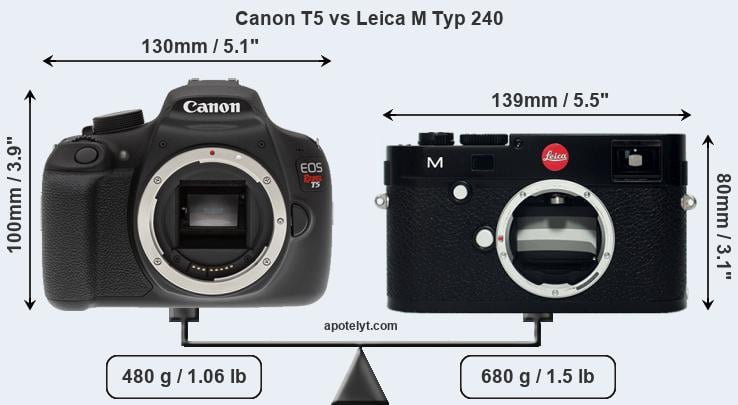 Size Canon T5 vs Leica M Typ 240