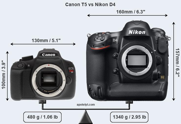 Size Canon T5 vs Nikon D4