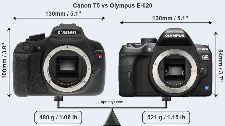 Size Canon T5 vs Olympus E-620