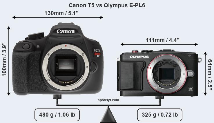 Size Canon T5 vs Olympus E-PL6