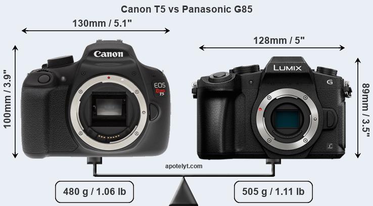 Size Canon T5 vs Panasonic G85
