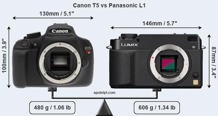 Size Canon T5 vs Panasonic L1