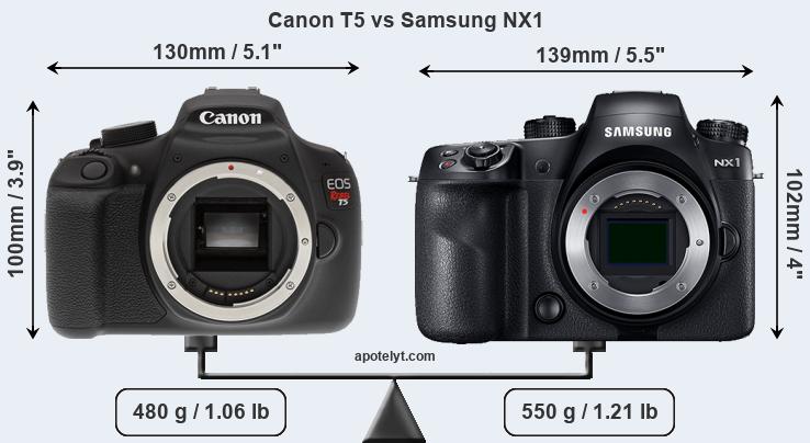 Size Canon T5 vs Samsung NX1