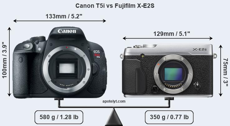 Size Canon T5i vs Fujifilm X-E2S