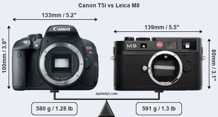Size Canon T5i vs Leica M8