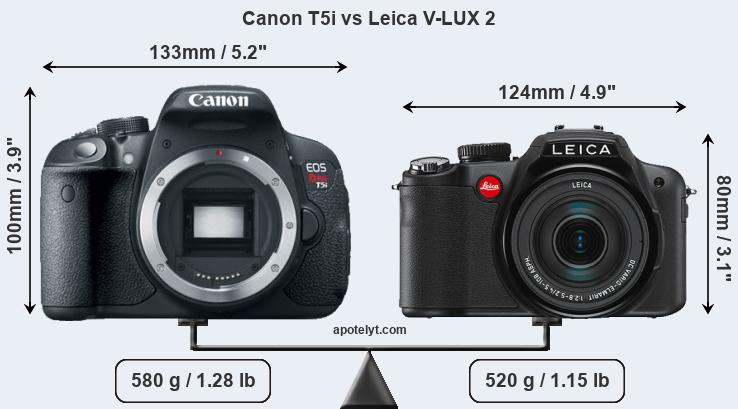 Size Canon T5i vs Leica V-LUX 2